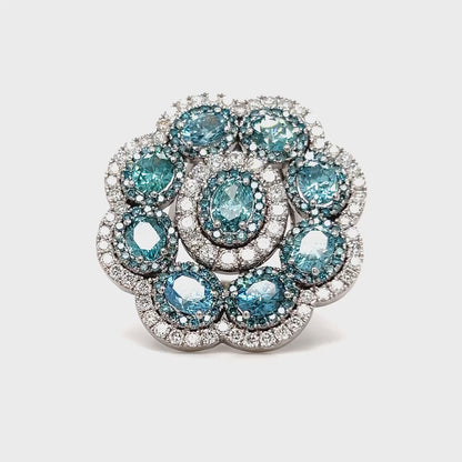 Floral Blue Diamond Ring