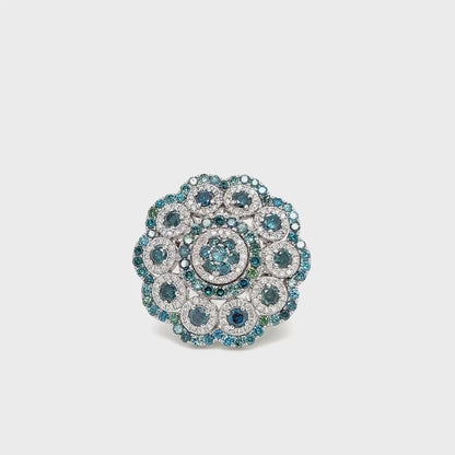 Blue Diamond Floral Ring