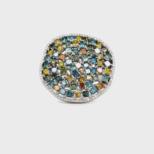 Shades of Blue & Yellow Diamond Cocktail Ring