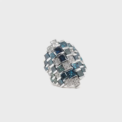 Modern Blue Diamond Ring