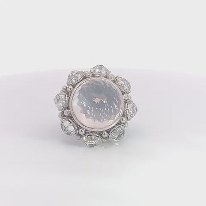 Imperia 925© Silver Pink Quartz & White Zircon ring