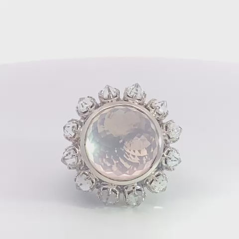 Imperia 925© Silver Pink Quartz & White Zircon ring