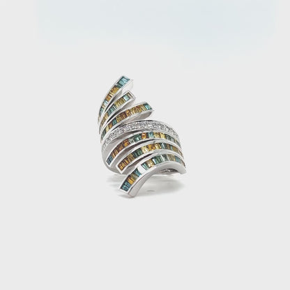 Blue & Yellow Diamond Modern Ring