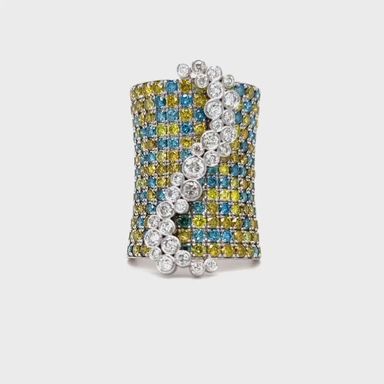 "Lights in the Desert" Yellow and Blue Diamond Ring