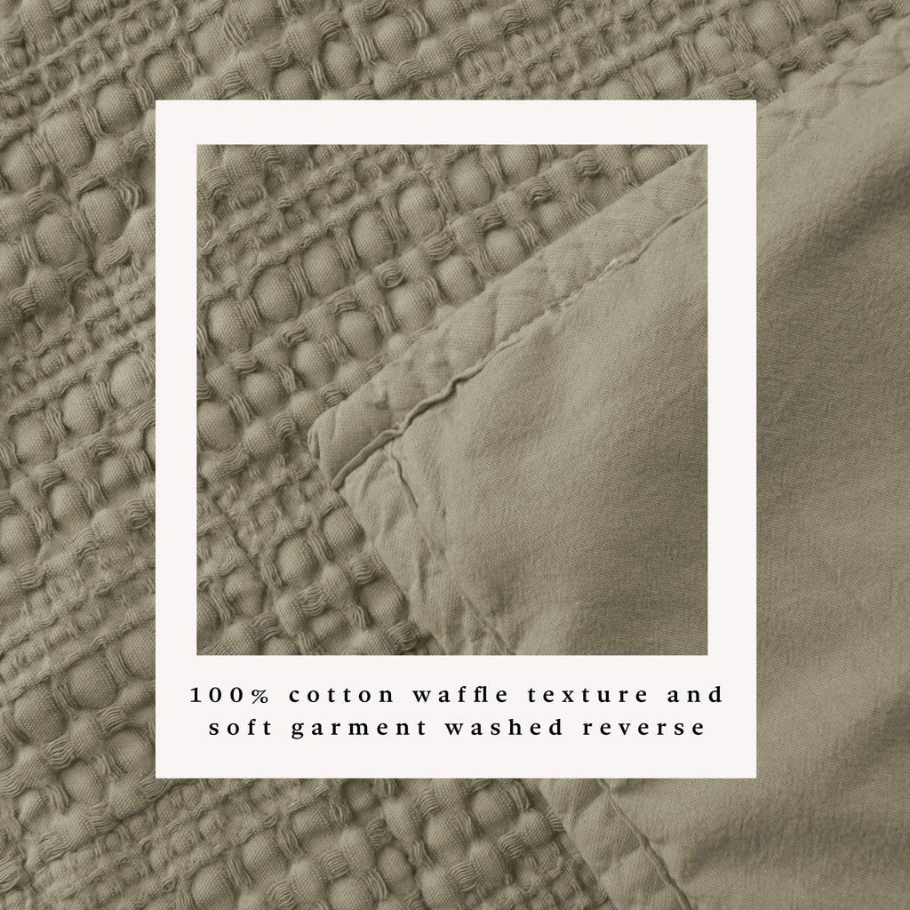 100% Cotton Honeycomb Waffle Garment Washed Quilt Set - Genevieve Collection