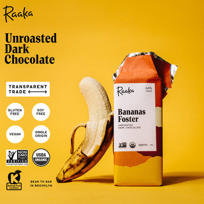 Bananas Foster 66% Cacao Dark Chocolate - Raaka Chocolate