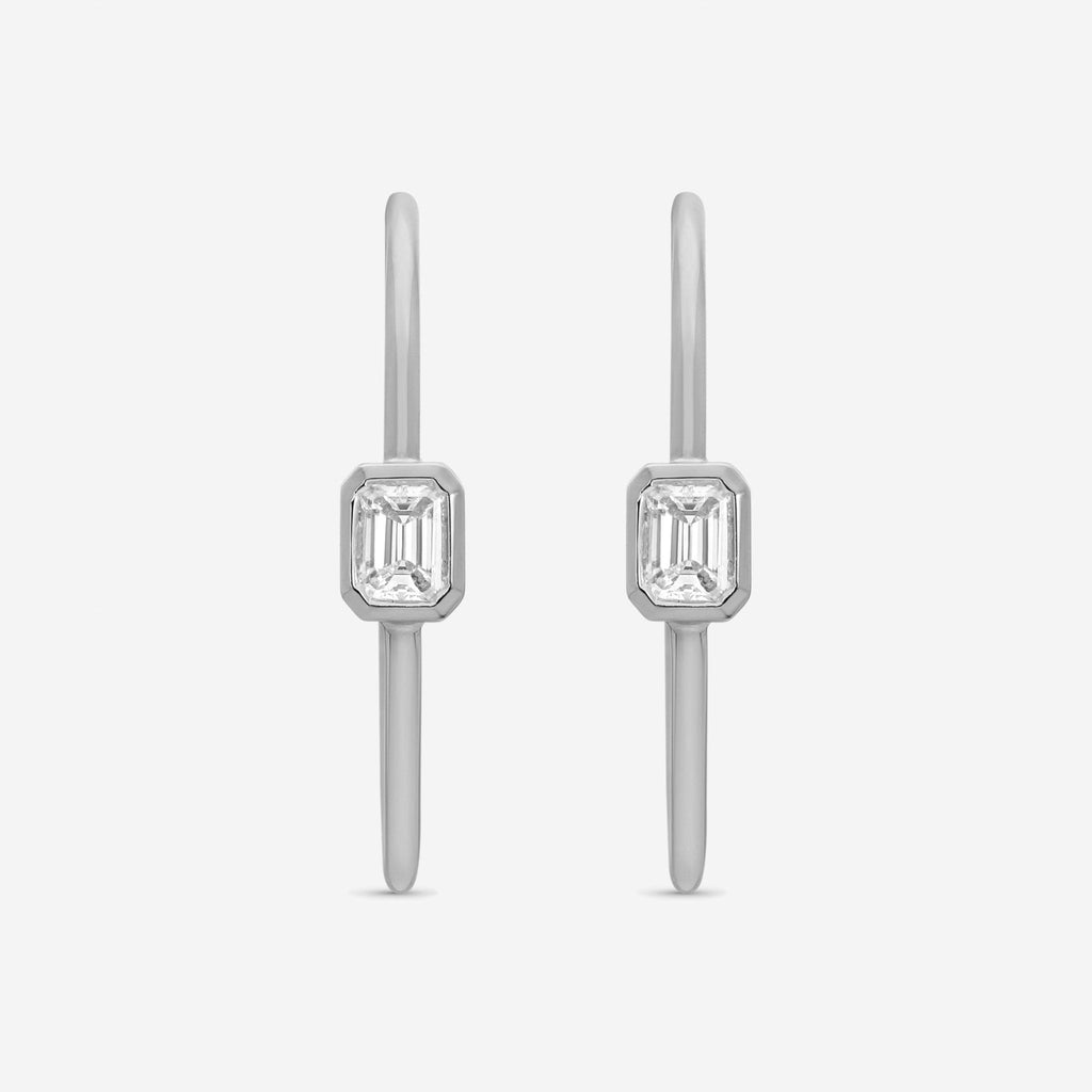 Roberto Coin 18K White Gold Emerald Cut Diamond Hoop Earrings 111442AWERX0