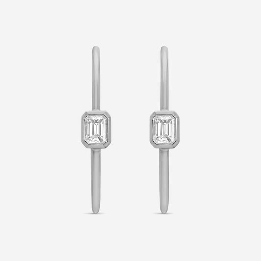 Roberto Coin 18K White Gold Emerald Cut Diamond Hoop Earrings 111442AWERX0