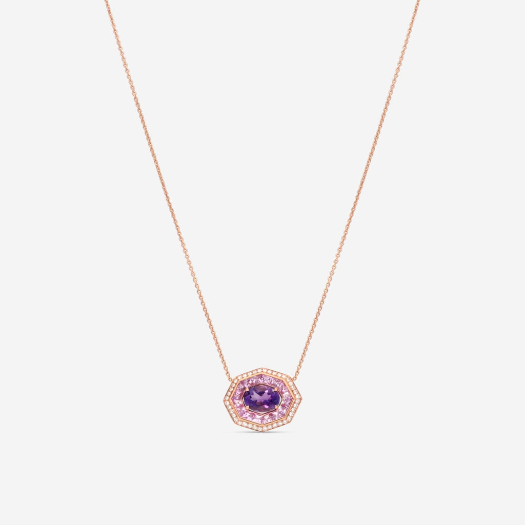 Roberto Coin Art Deco 18K Rose Gold Multistone Pendant Necklace 378130AXCHJX