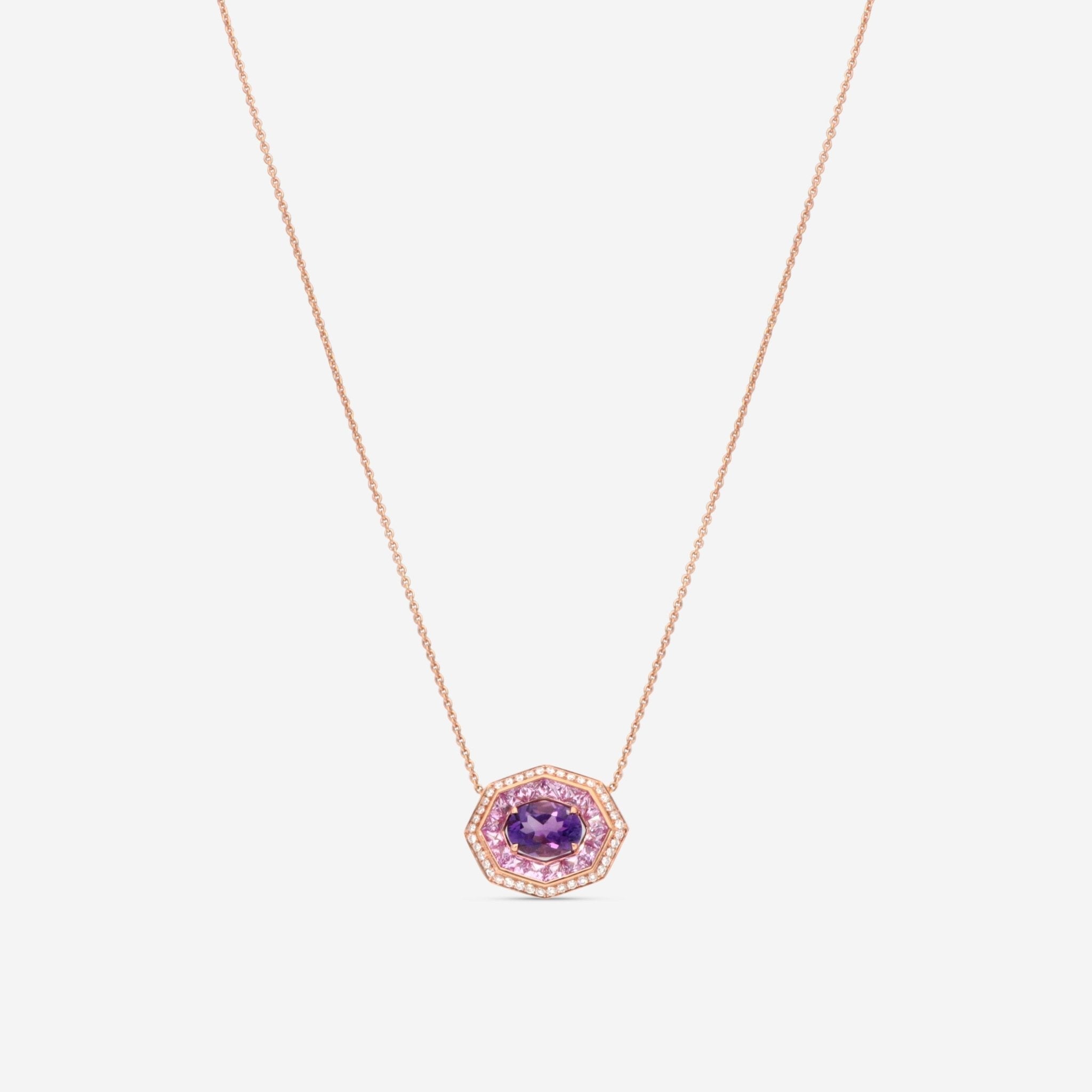 Roberto Coin Art Deco 18K Rose Gold Multistone Pendant Necklace 378130AXCHJX
