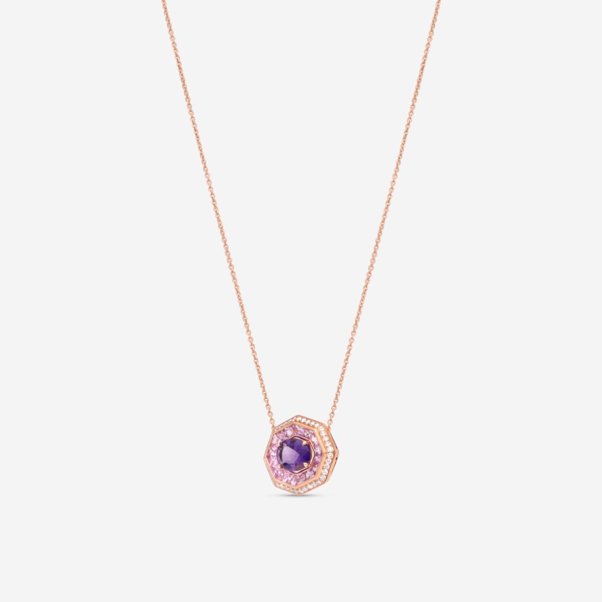 Roberto Coin Art Deco 18K Rose Gold Multistone Pendant Necklace 378130AXCHJX