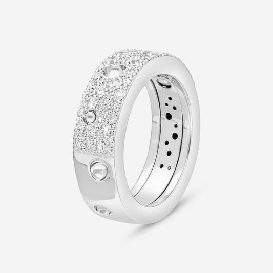 Roberto Coin Pois Moi Luna 18K White Gold Diamond Band Ring Sz. 6.5 8882509AW70X