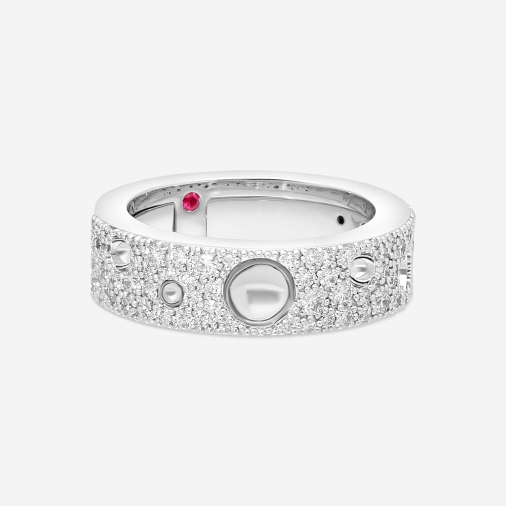 Roberto Coin Pois Moi Luna 18K White Gold Diamond Band Ring Sz. 6.5 8882509AW70X