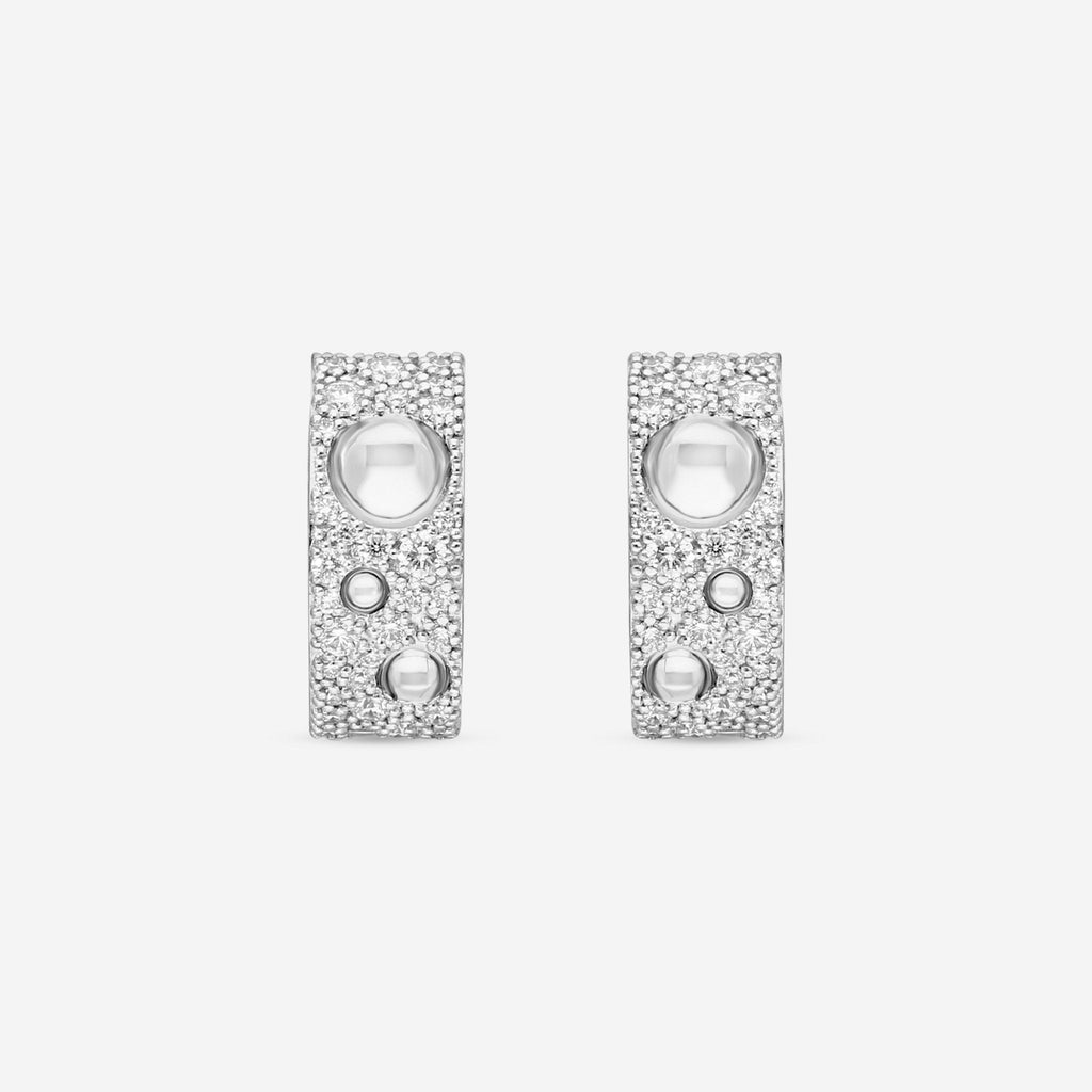 Roberto Coin Pois Moi Luna 18K White Gold Diamond Hoop Earrings 8882509AWERX