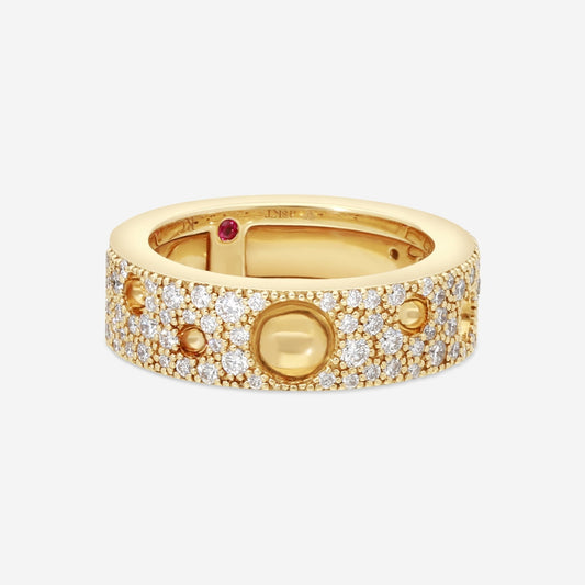 Roberto Coin Pois Moi Luna 18K Yellow Gold Diamond Band Ring Sz. 6.5 8882509AJ65X