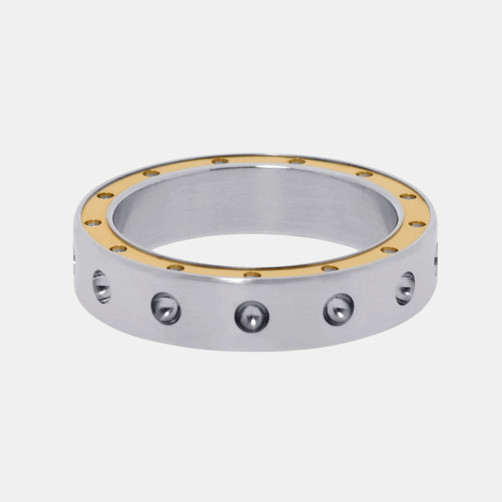 Roberto Coin Pois Moi Stainless Steel and 18k Rose Gold Band Ring Sz. 10 7771526ASH10R