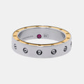 Roberto Coin Pois Moi Stainless Steel and 18k Rose Gold Band Ring Sz. 10 7771526ASH10R