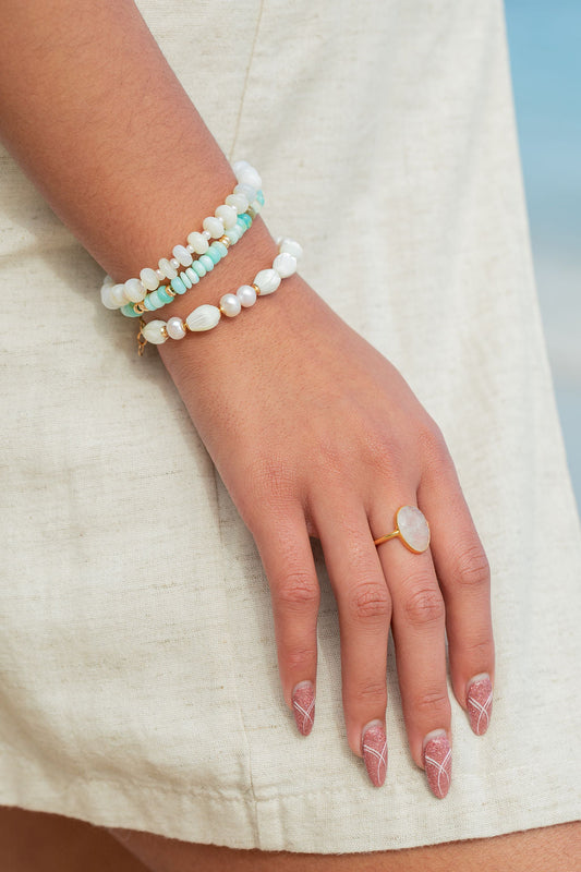 Peruvian Blue Opal Gold Bracelet - Mana'olana