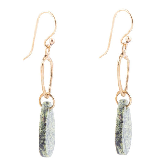 Russian Serpentine and Bronze Drop Earrings