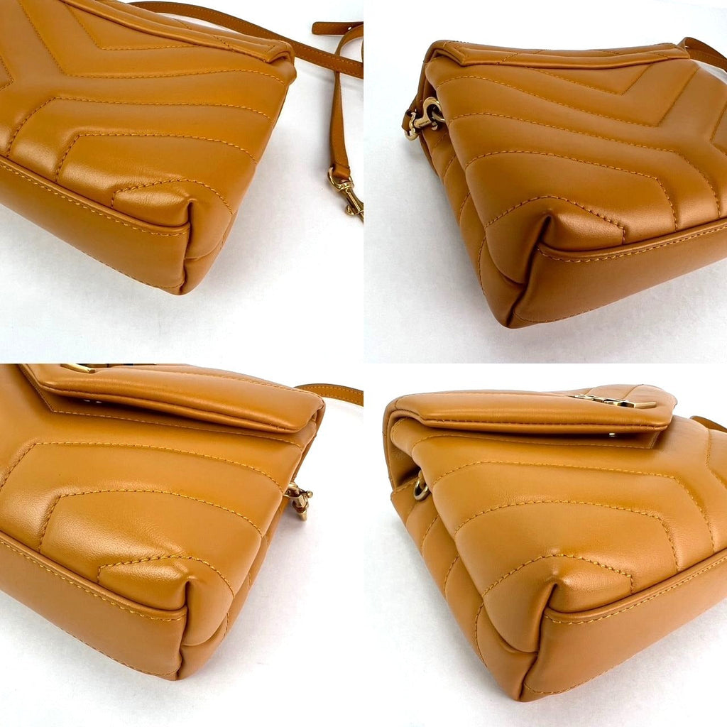 Saint Laurent Calfskin Quilted Toy Loulou Yellow Crossbody Bag