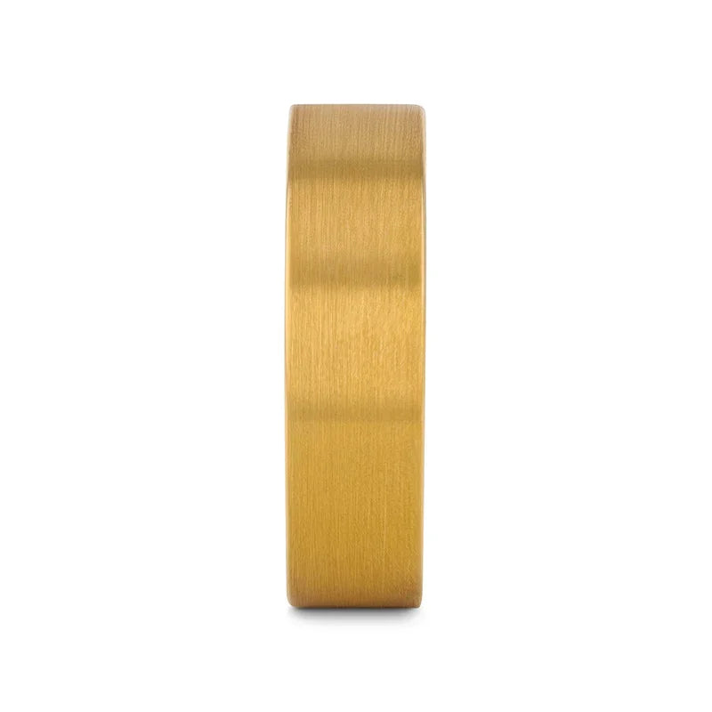 AUDEN Gold-Plated Flat Brushed Tungsten Wedding Ring — 4mm, 6mm & 8mm