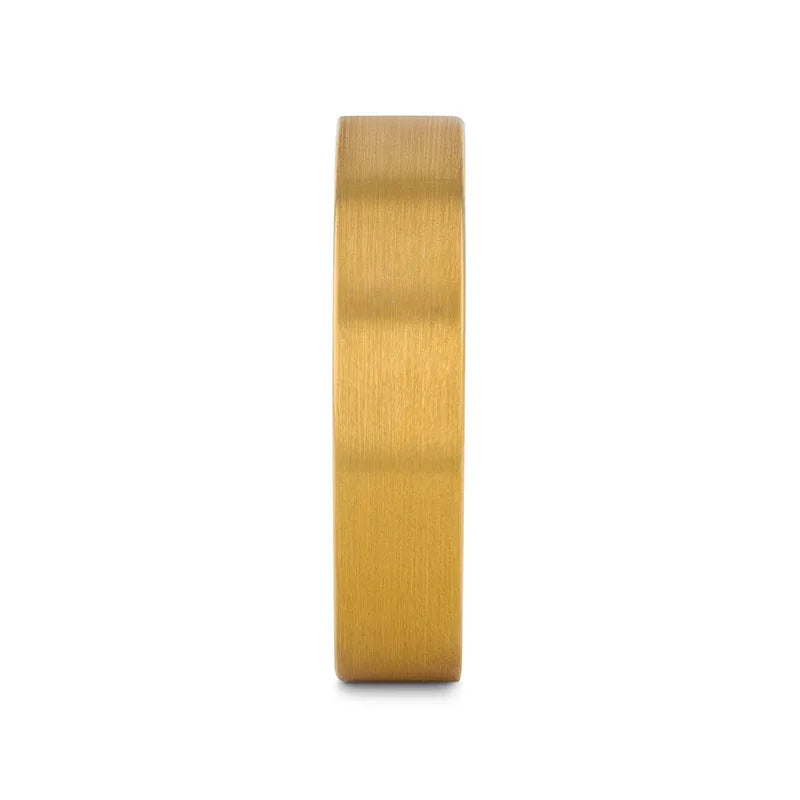 AUDEN Gold-Plated Flat Brushed Tungsten Wedding Ring — 4mm, 6mm & 8mm