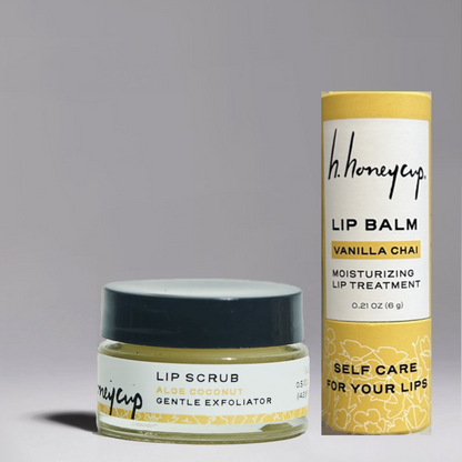 Lip care bundle with aloe coconut lip scrub and vanilla chai lip balm