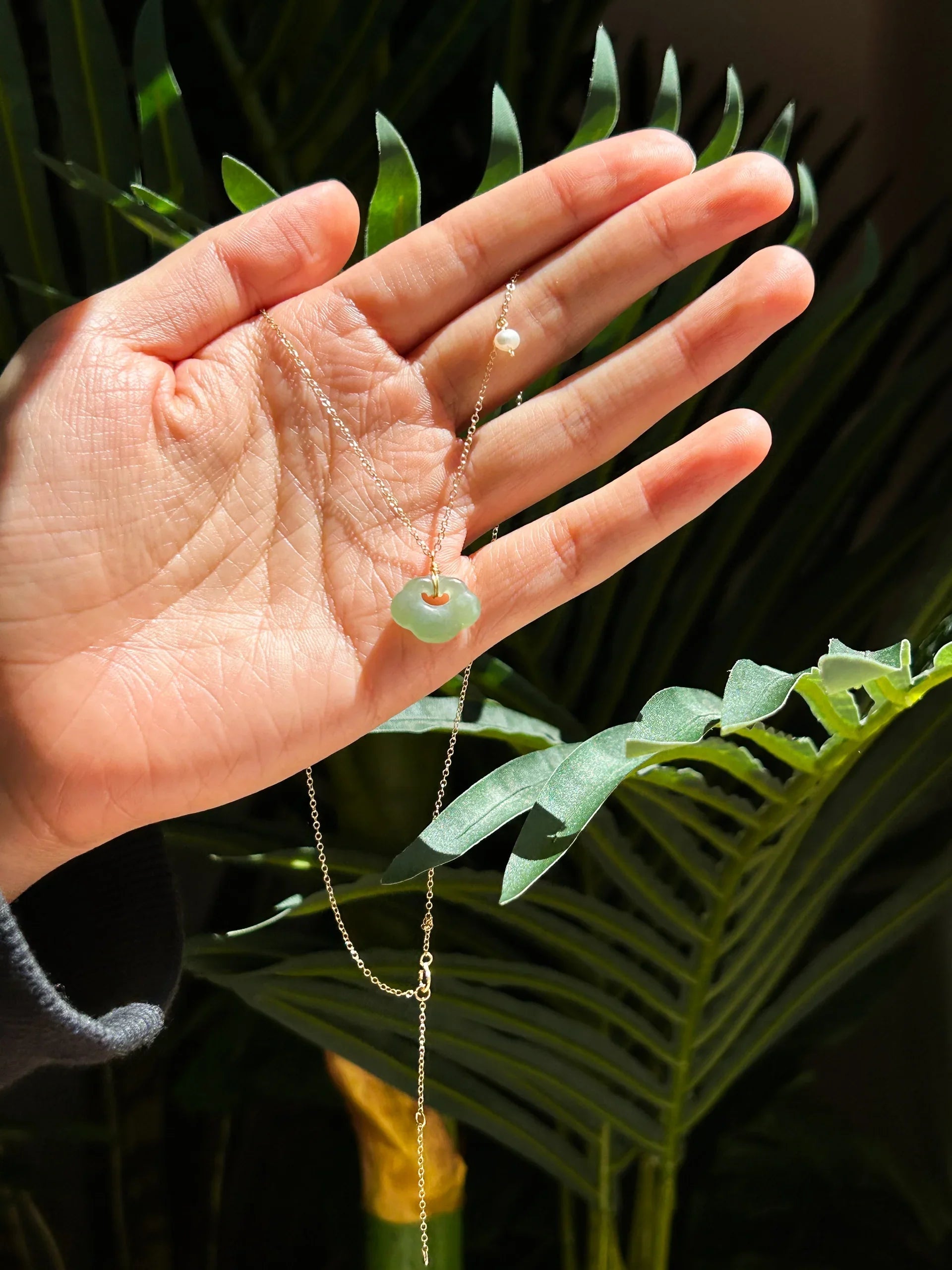 Cloud — Green Jade Pendant Necklace