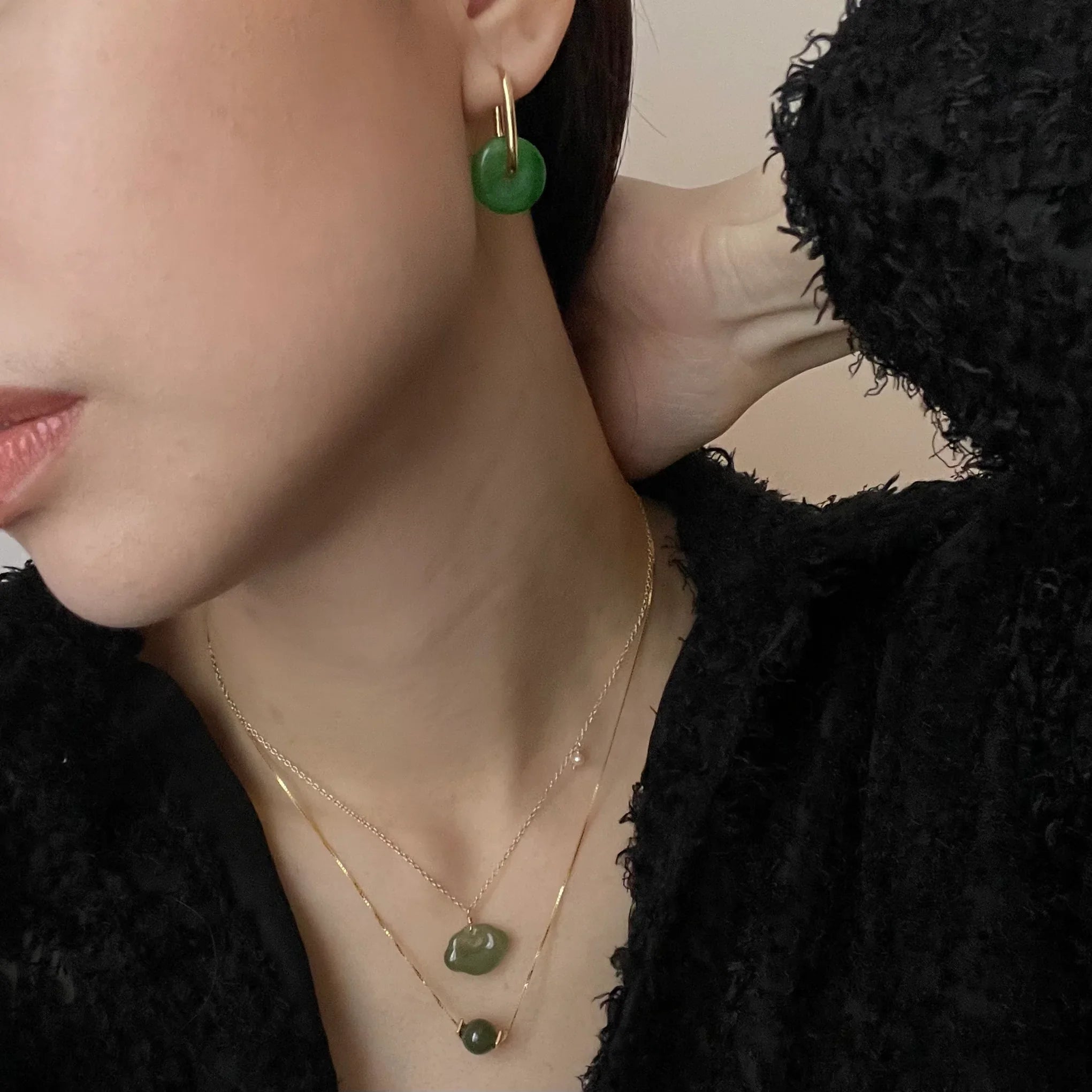 Cloud — Green Jade Pendant Necklace