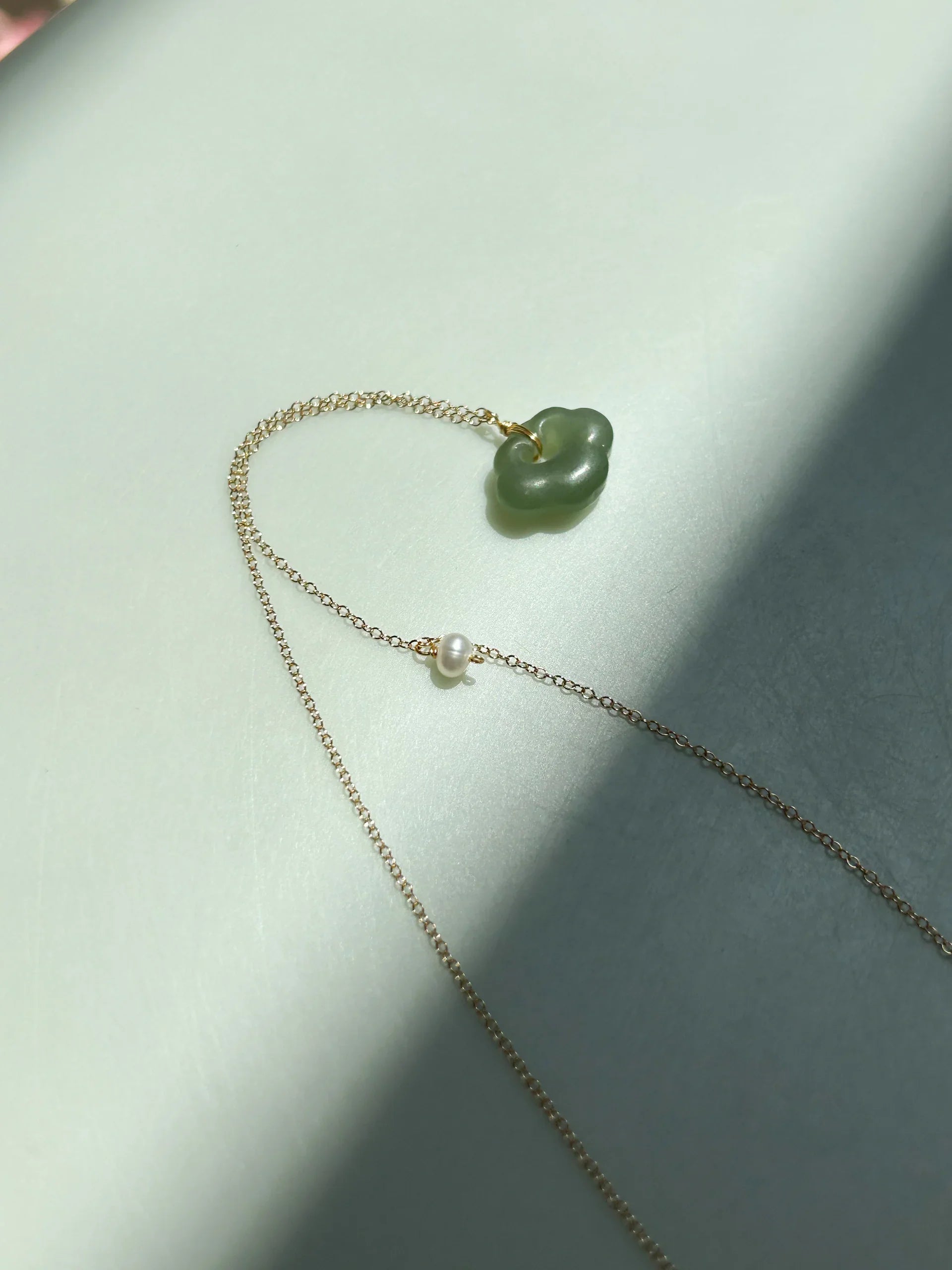 Cloud — Green Jade Pendant Necklace