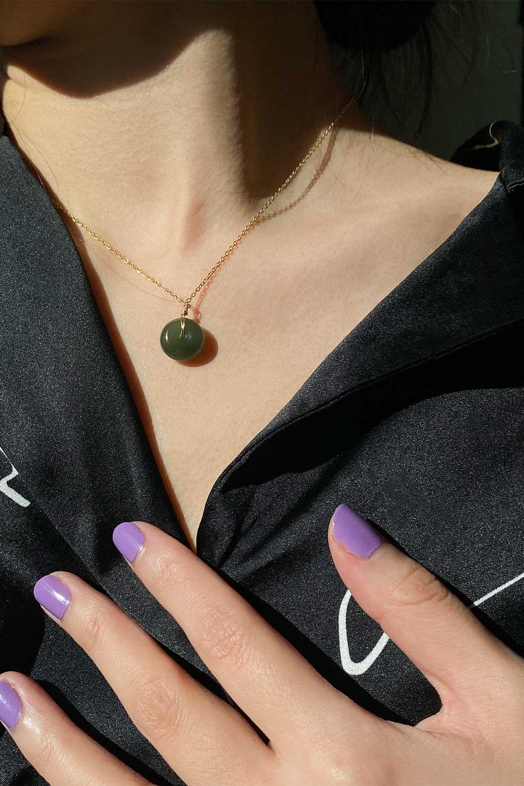 Coin — Green Jade Hollow Necklace