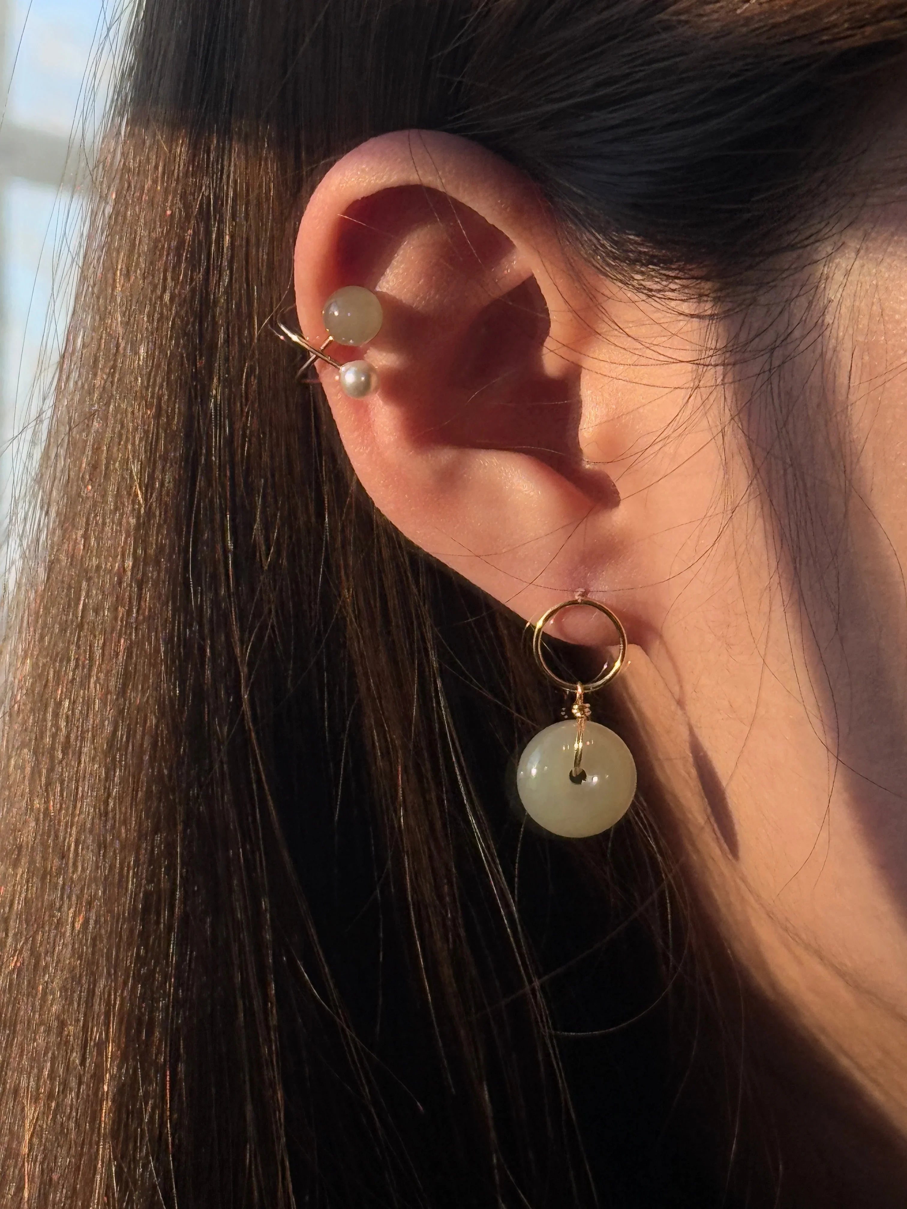 Colette — Jade and Pearl Ear Cuffs