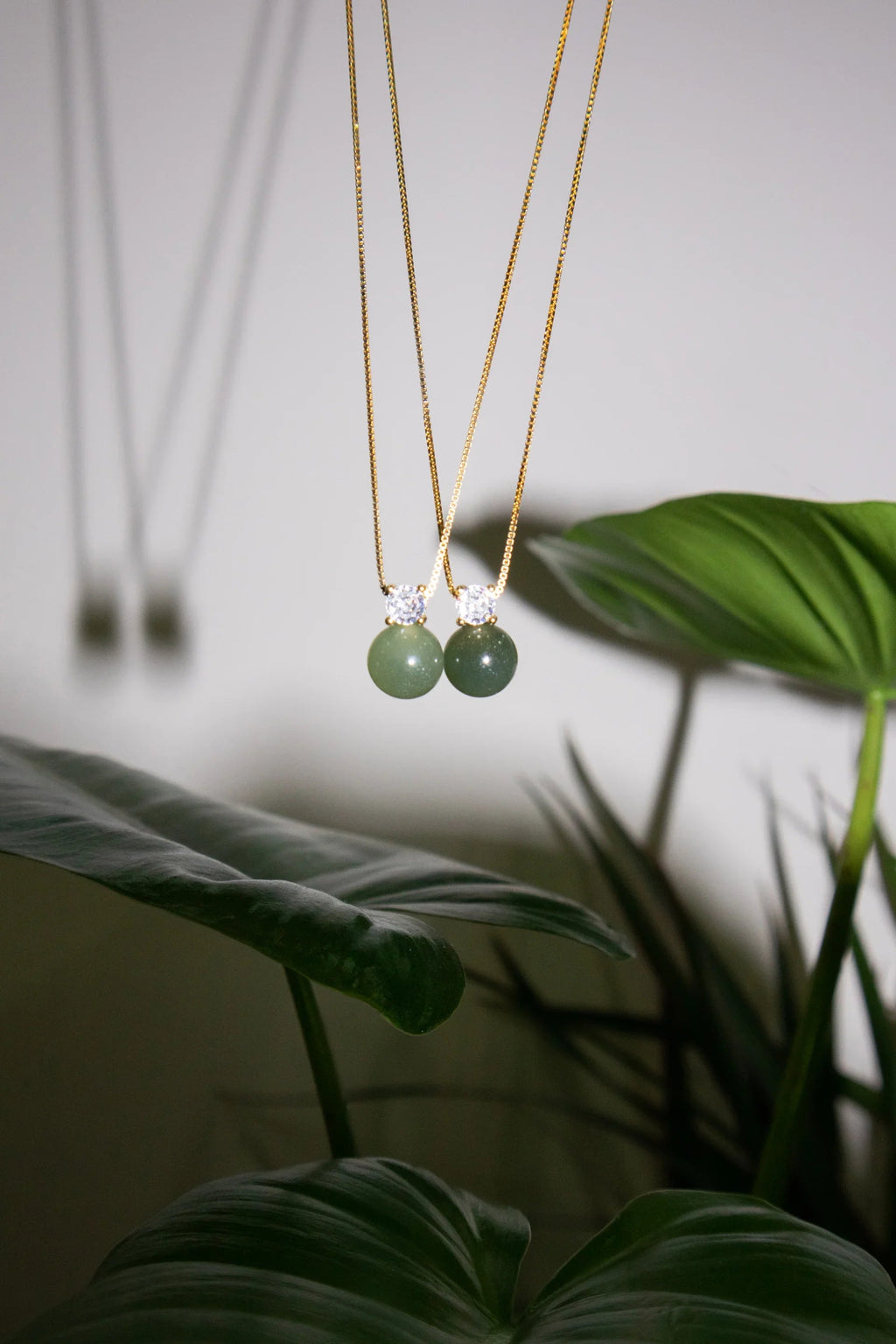 Esther — Green Jade and Zircon Necklace