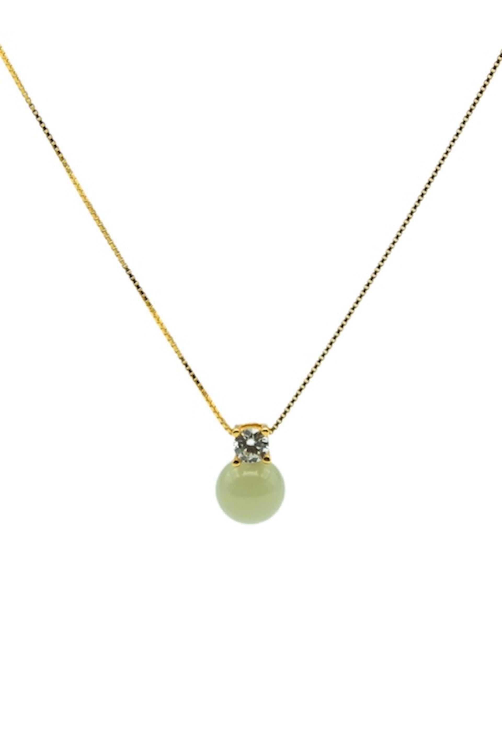 Esther — Green Jade and Zircon Necklace