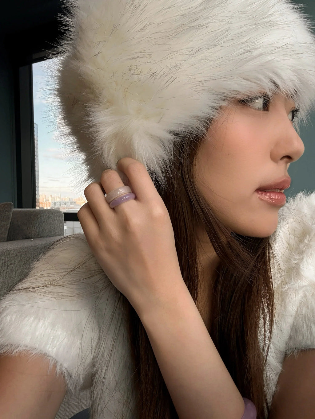Lilac — Purple Jade Ring