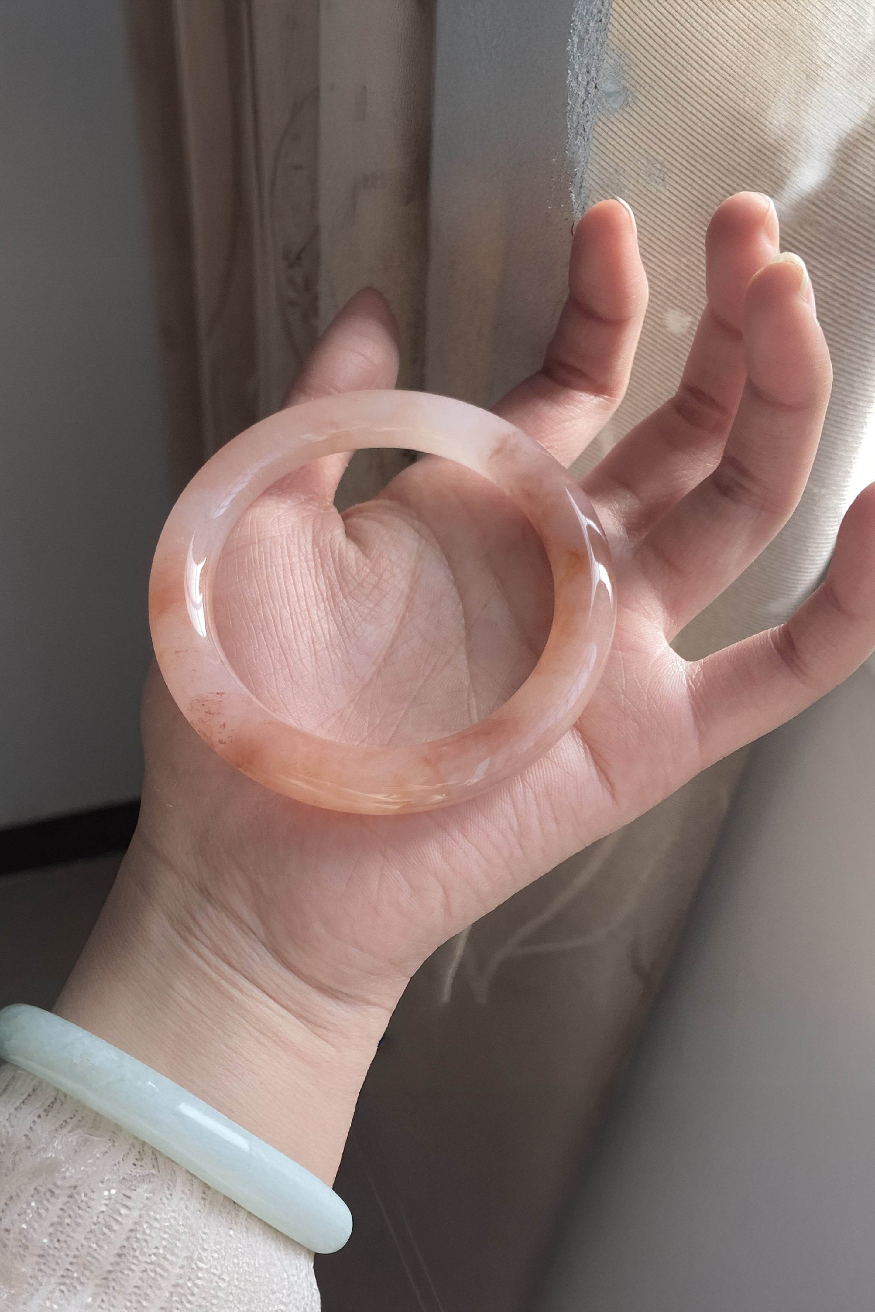 Peach Blossom — Pink Jade Stone Bangle