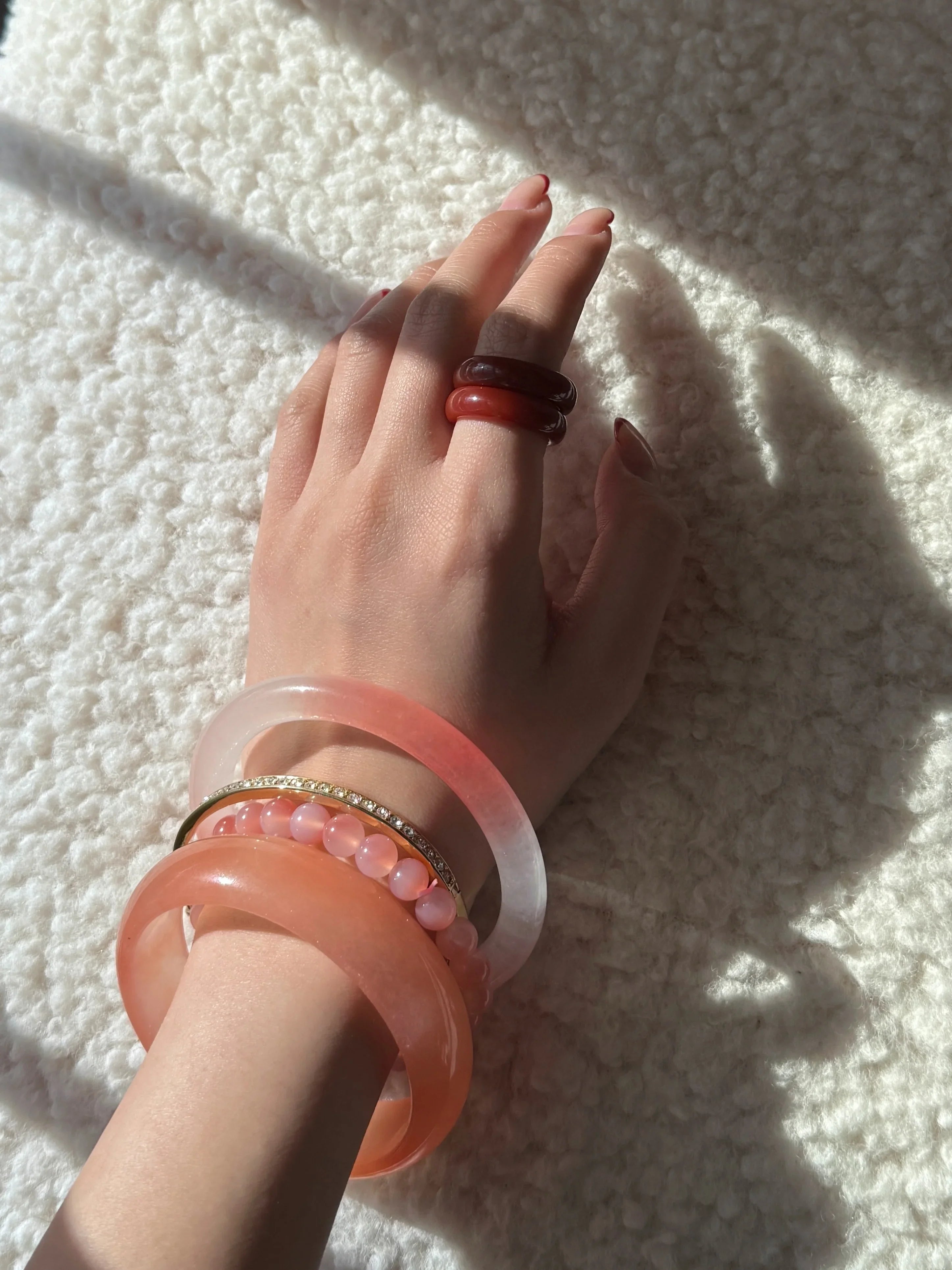 Blush Skinny — Pink Skinny Round Jade Stone Bangle