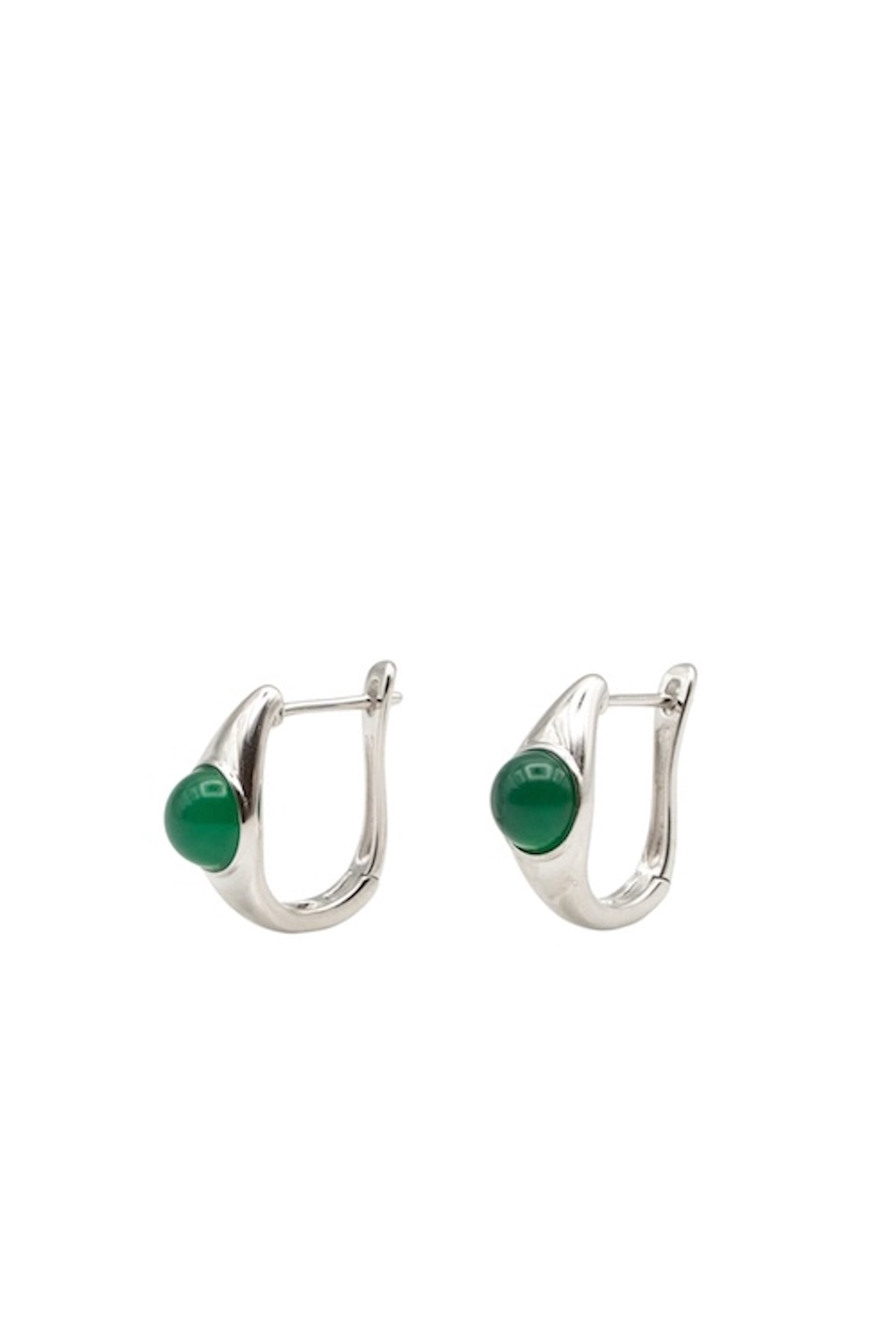 Brooke — Jade Stone Hoop Earrings