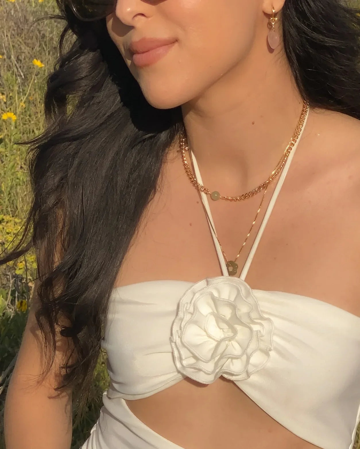 Charlotte — Green Jade Gold Chain Necklace