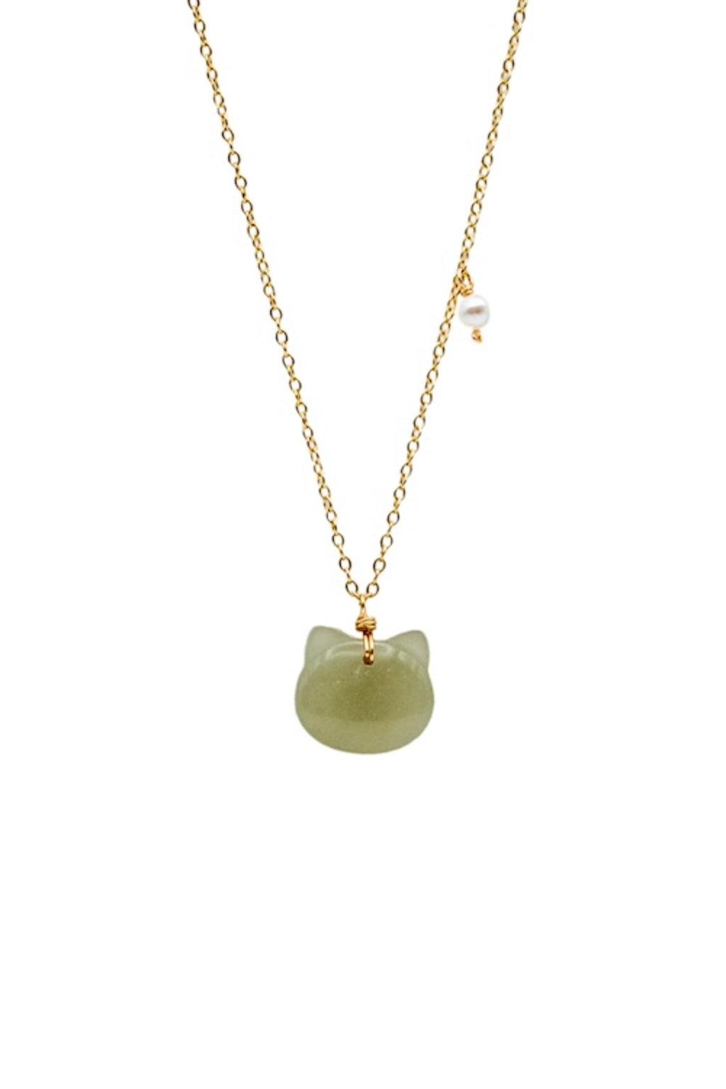 Choupette — Cat Green Jade Pendant Necklace