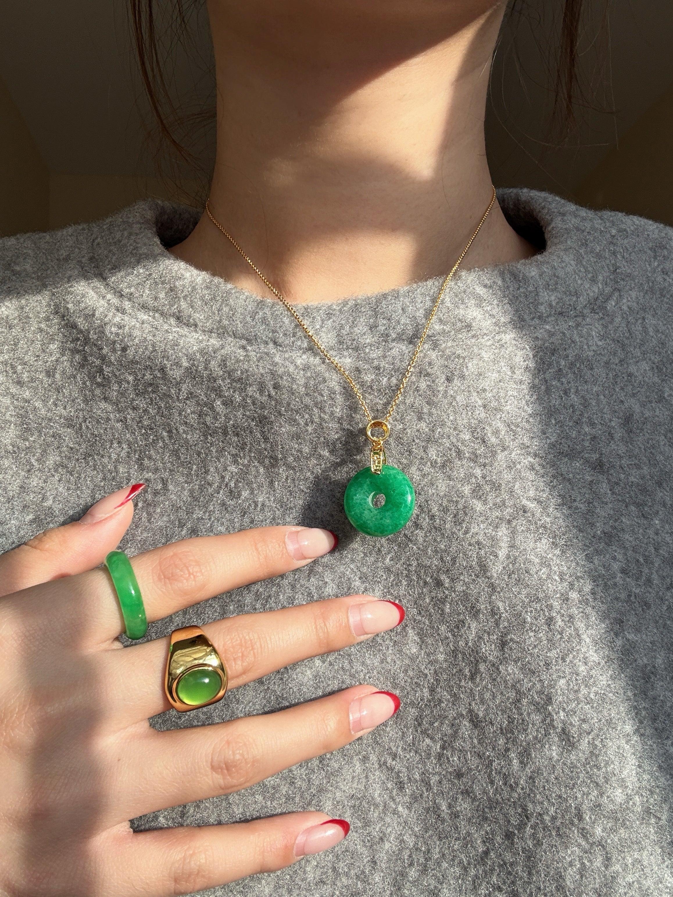 Donut — Green Jade Pendant Necklace