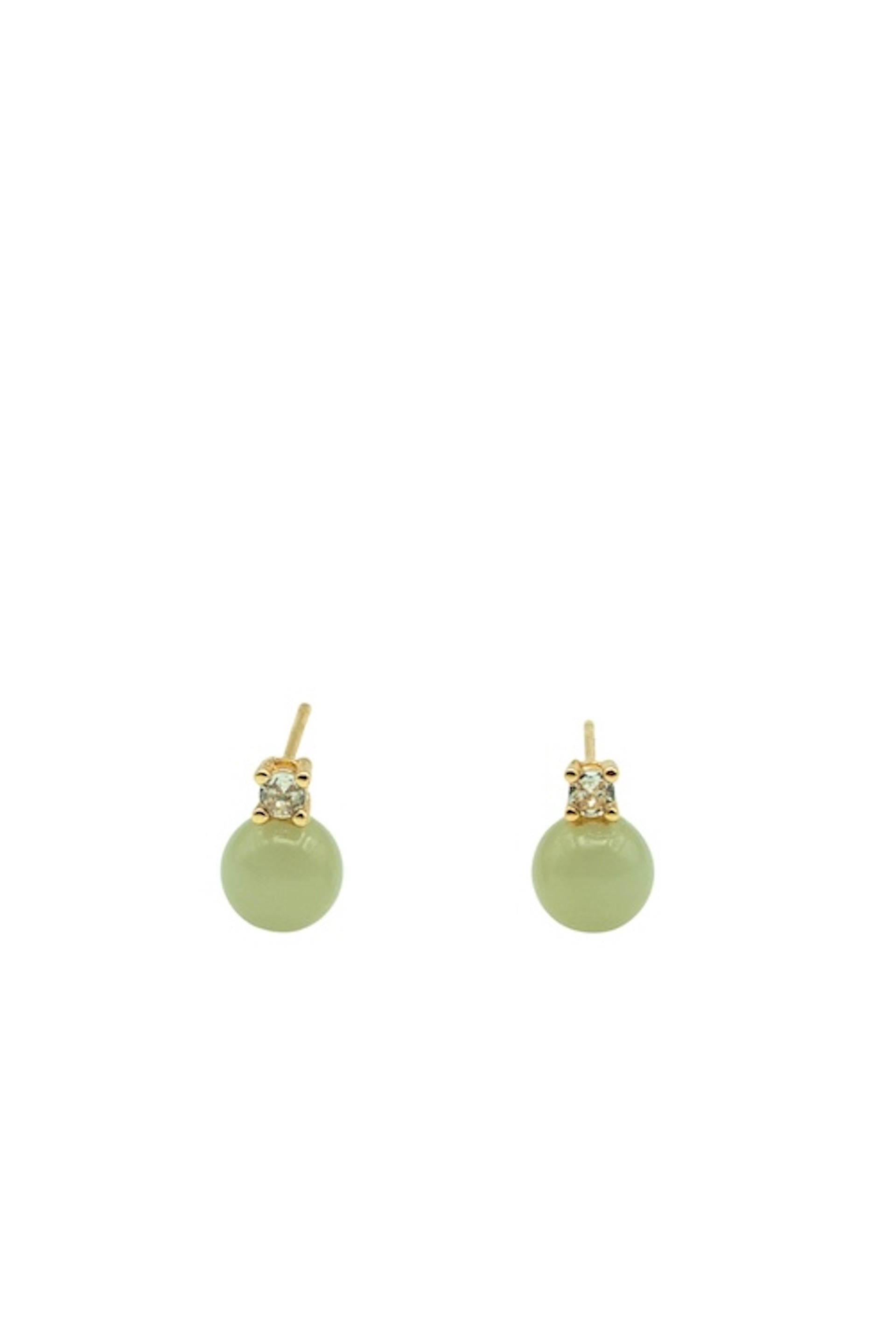 Esther — Green Jade and Zircon Stud Earrings