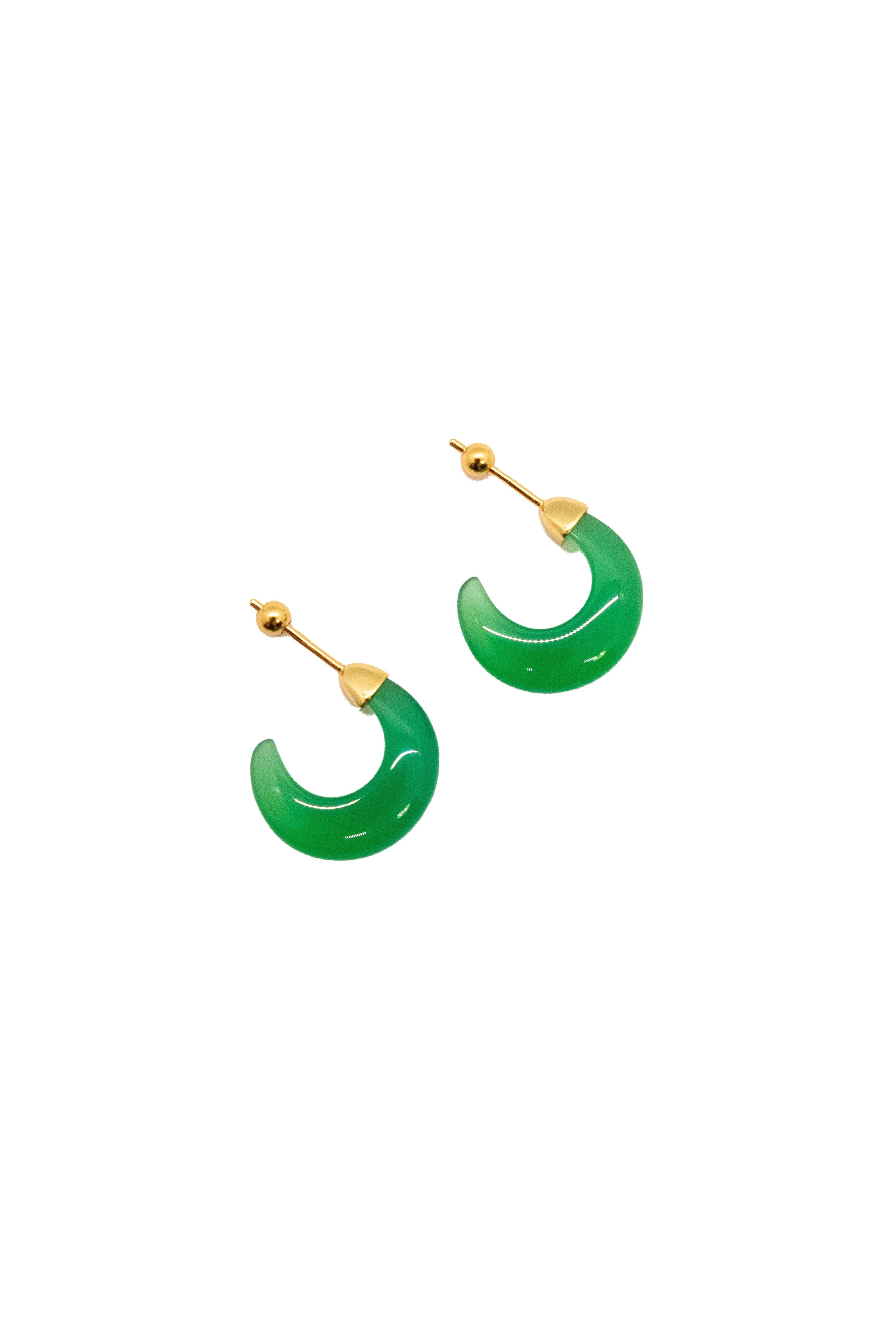 Half Moon — Green Chalcedony Earrings
