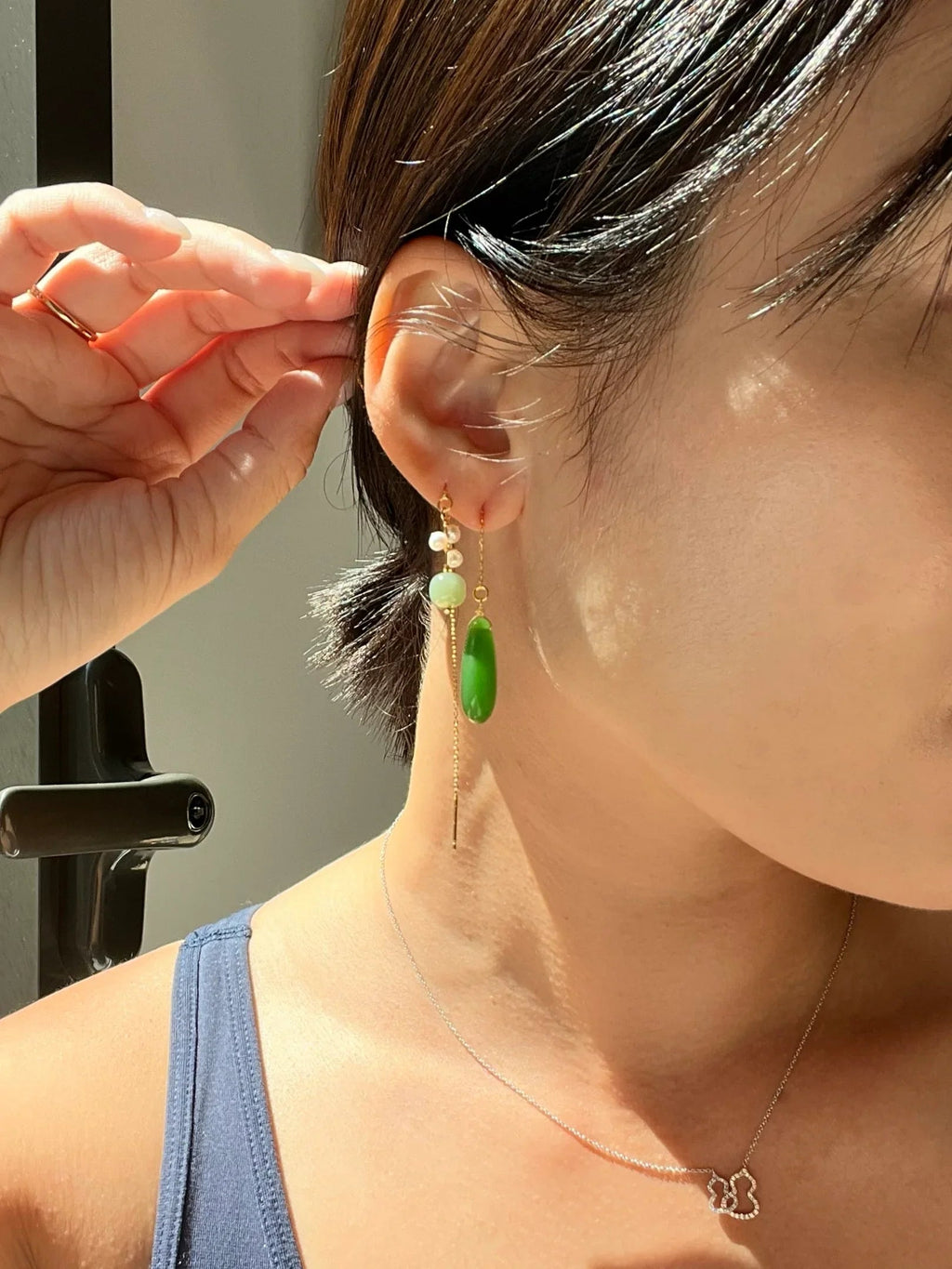 Madeleine — Jade and Freshwater Pearl Drop Earrings