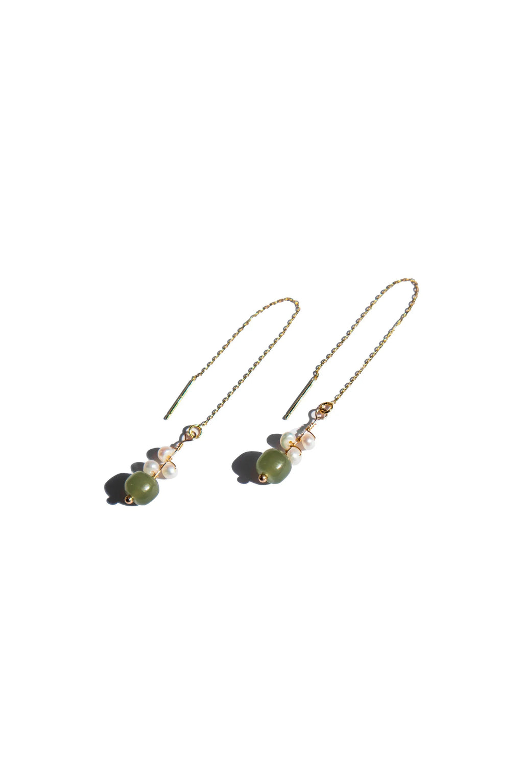 Madeleine — Jade and Freshwater Pearl Drop Earrings