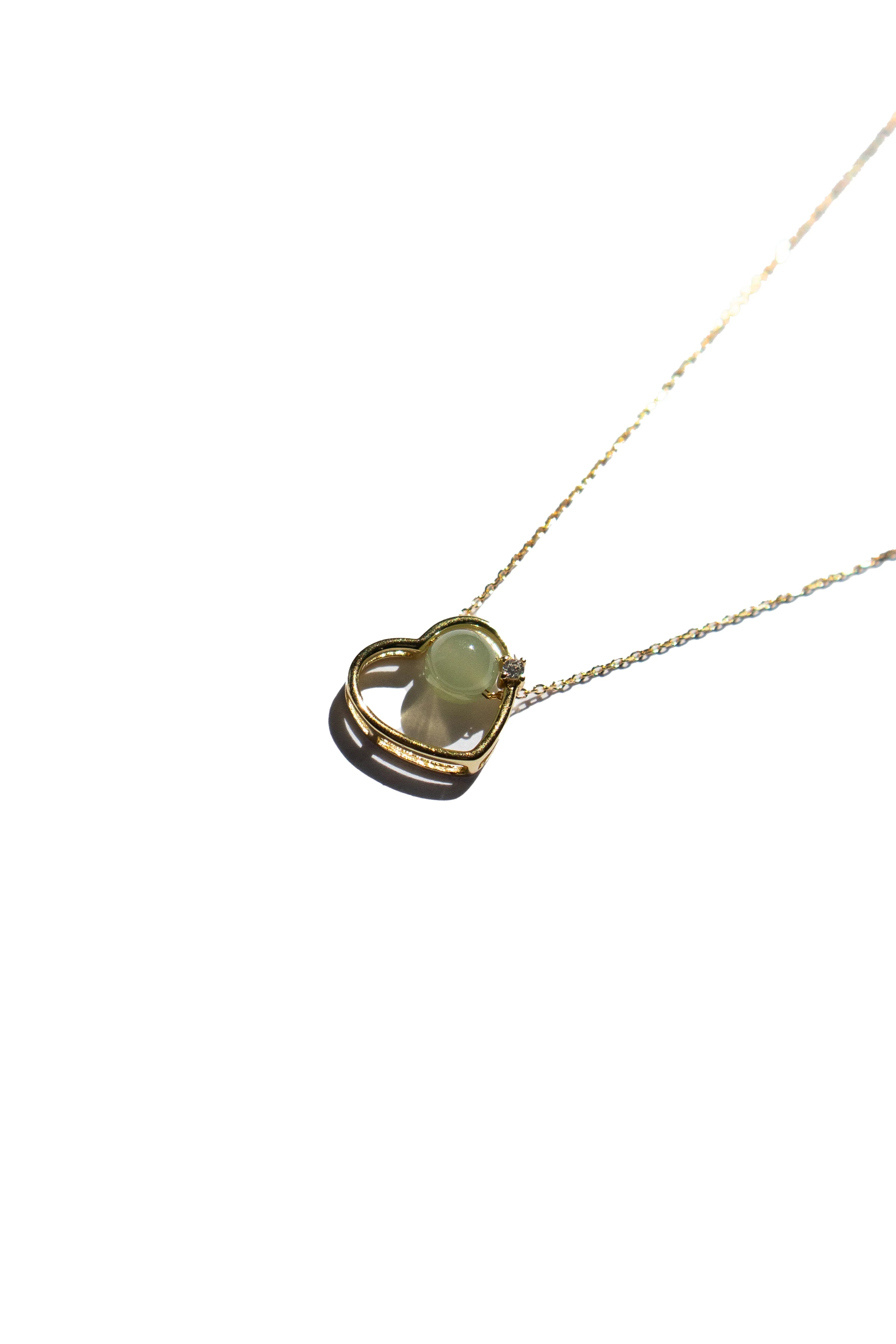 Maison Heart — Green Jade & Zircon Pendant Necklace