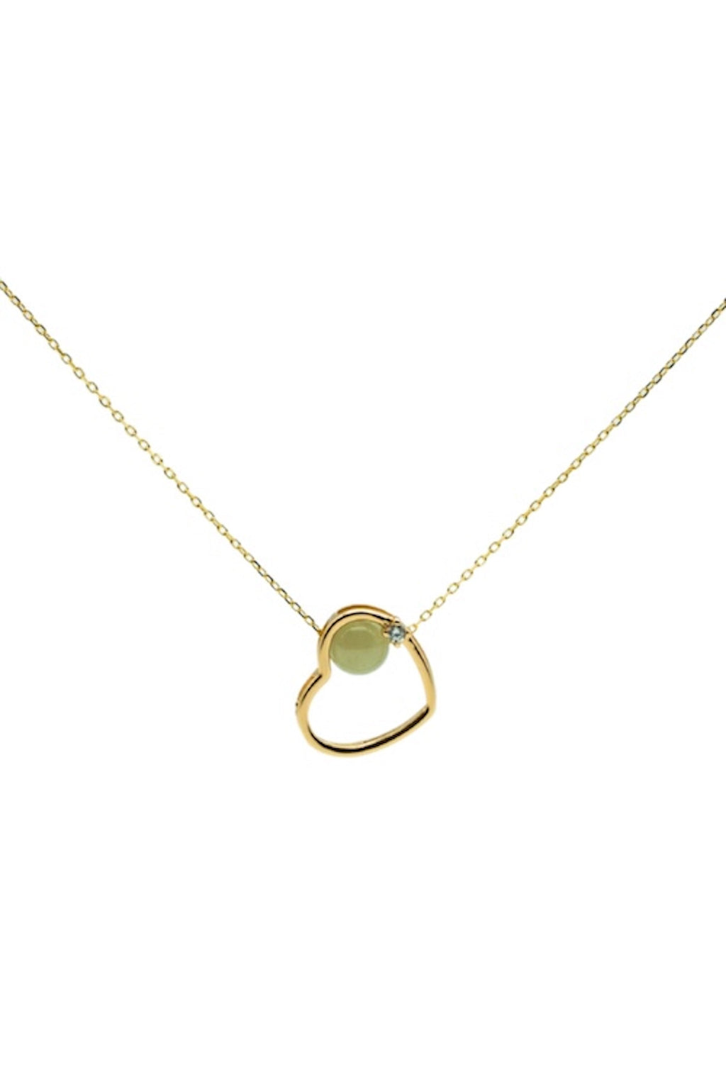 Maison Heart — Green Jade & Zircon Pendant Necklace