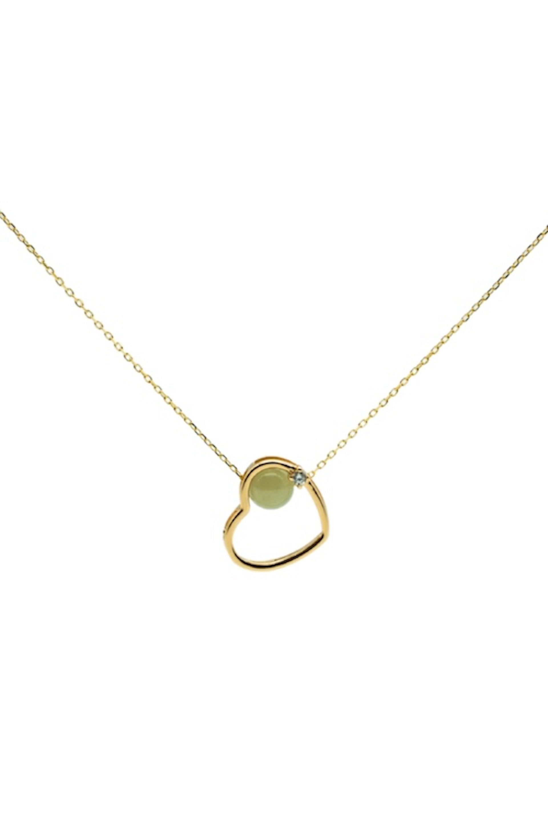 Maison Heart — Green Jade & Zircon Pendant Necklace