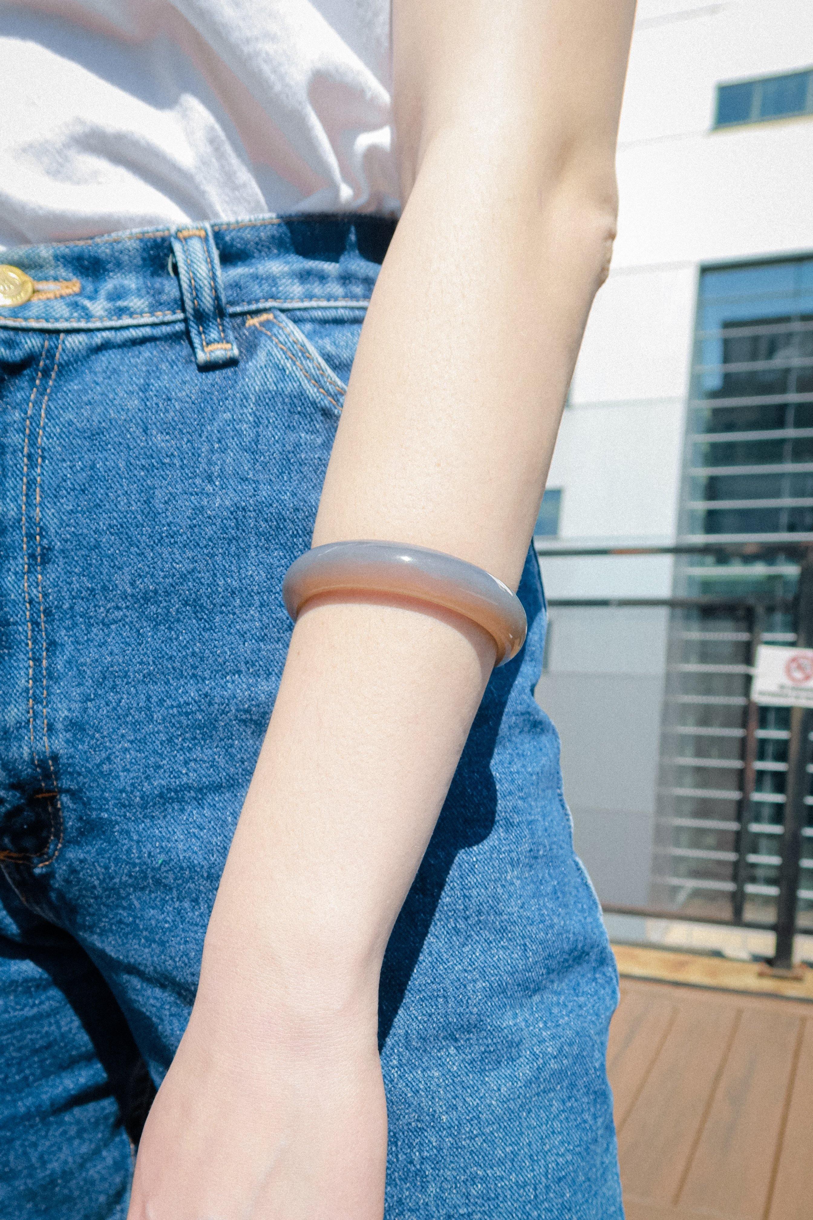 Moon — Purple Grey Jade Stone Bangle