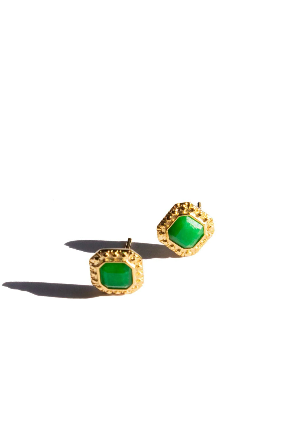 Park — Green Jade Square Stud Earrings
